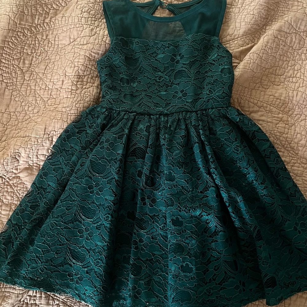 Zenzi Dark Green Lace Dress